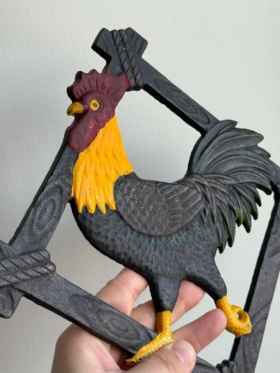 Vintage Rooster Iron Painted 8.5x8.5" Trivet Kitchen Farmhouse Decor Cottagecore - Picture 5 of 12